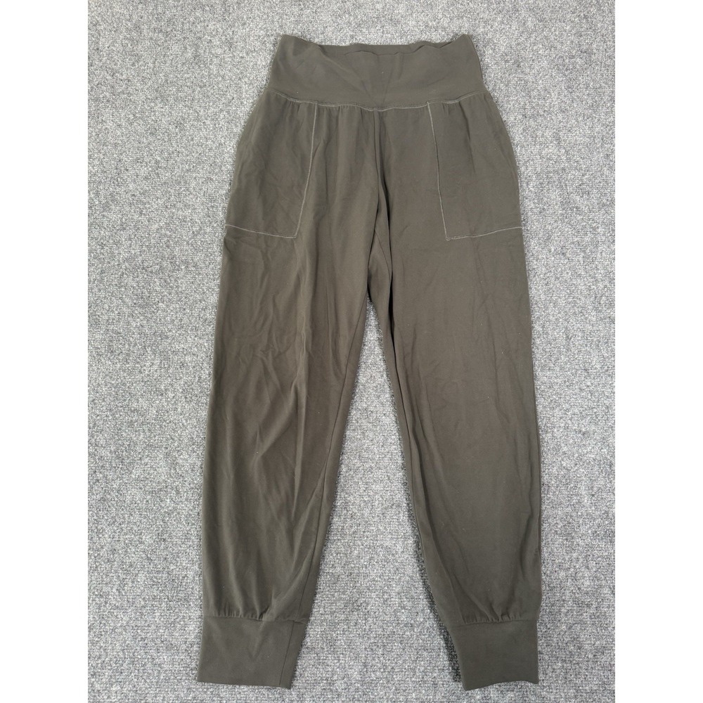 Athleta Salutation Jogger Pants Womens Small Gray Logo Yoga Stretch High Rise